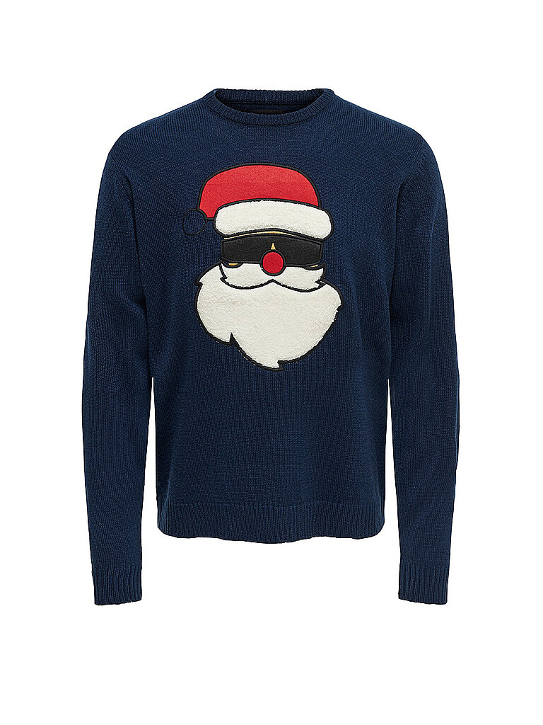 ONLY & SONS Weihnachts Pullover XMAS blau | L